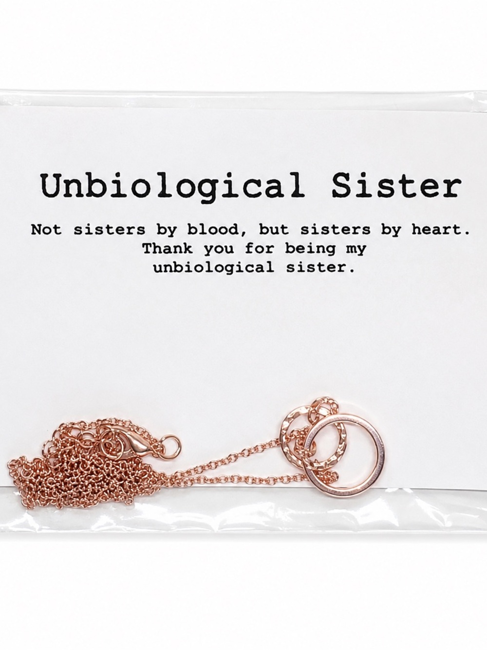 Unbiological Sister Necklace Rose Gold Tone Friendship Gift New